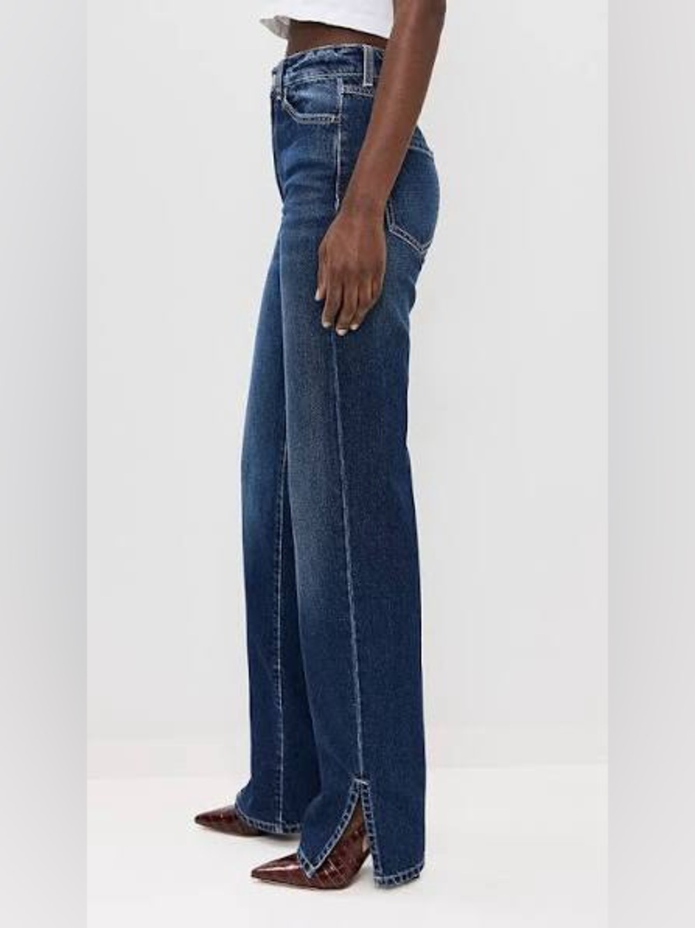 Icon Denim LA Jodie Side Slit Straight Leg Long Inseam Jeans Size 28